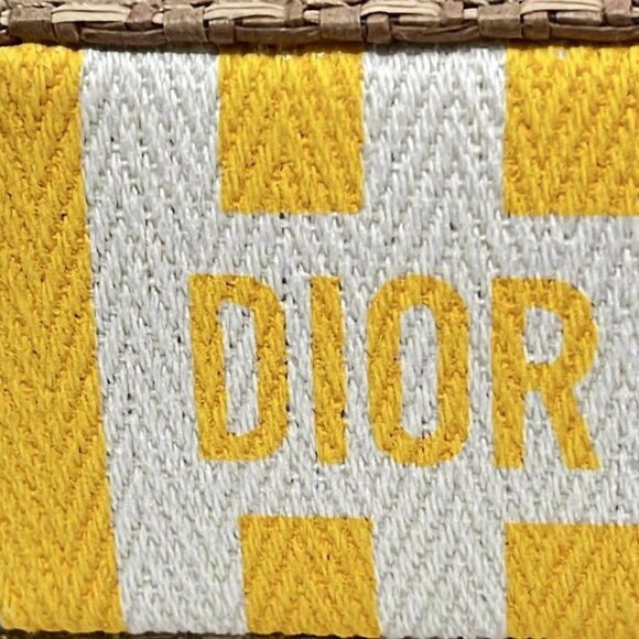 Auth DIOR/ChristianDior - Brown Cream Yellow Straw Canvas Pouch - Picture 10 of 10